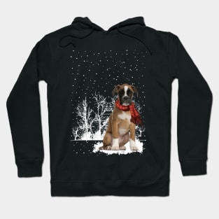 Christmas Boxer With Scarf In Winter Forest Hoodie